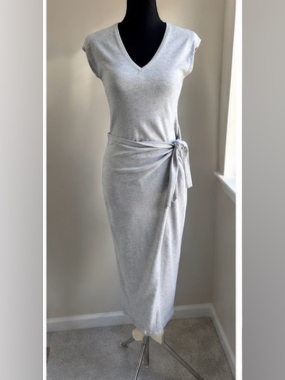 Express Heather Gray Side Tie Midi Dress - Size XS